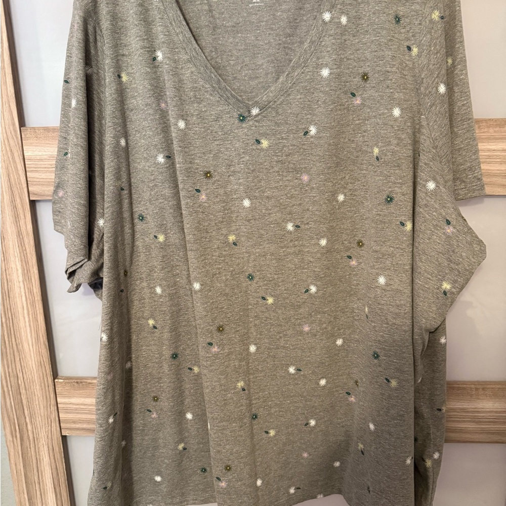 Lane Bryant Gray Relaxed Short Sleeve T-Shirt